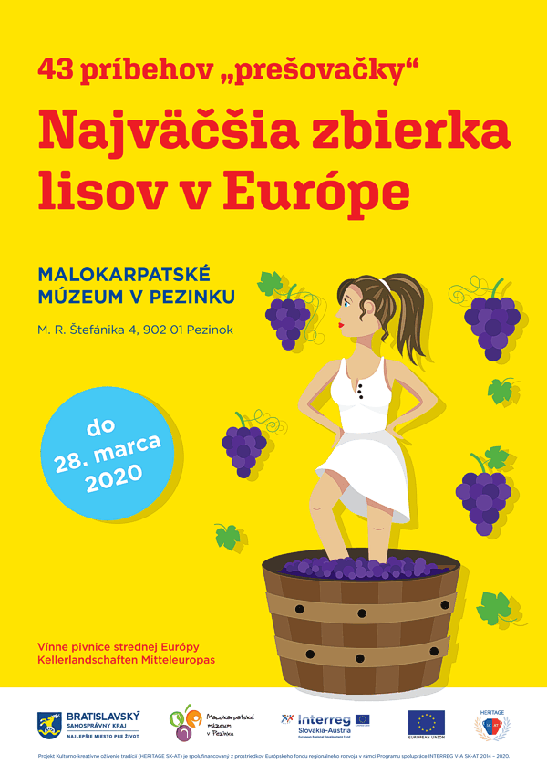 Medzinárodná výstava Podoby vínnych pivníc Strednej Európy, na ktorej spolupracuje Malokarpatské múzeum v Pezinku s obcou Jedenspeigen v Rakúsku trvá od 10. októbra 2019 do 28. marca 2020. Po prvýkrát na Slovensku si budete môcť prezrieť výstavu zameranú na spoločné prvky a odlišnosti malokarpatského a dolnorakúskeho vinohradníctva. Vernisáž sa uskutoční 10. októbra o 17:00.